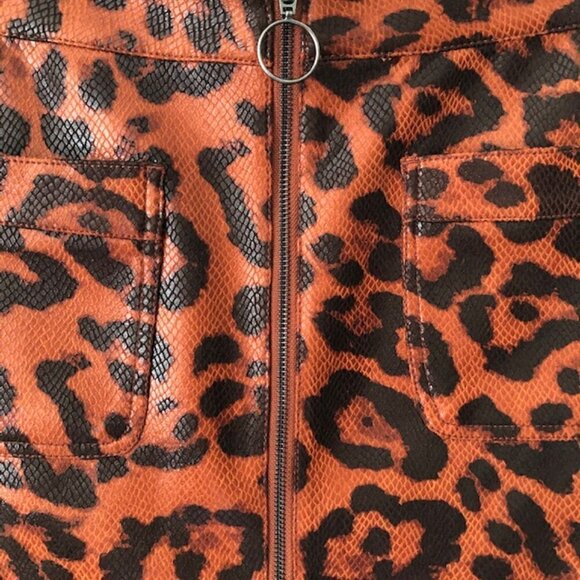 OAT Womens Leopard Print Zip Front Mini Skirt Size 31 - Picture 4 of 8